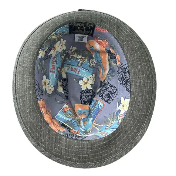 Dorfman Pacific Co Hat DPC Olive Green Fedora Matching Band Cotton Size L - Picture 6 of 7